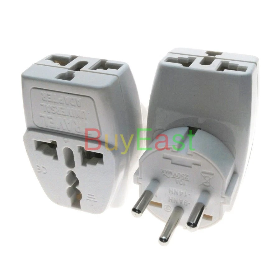 

2 x Israeli 3 Way Multi Outlet Electrical Plug Adapter Universal Socket change AU/US/UK/EU.... to Israel 250V 10A WT