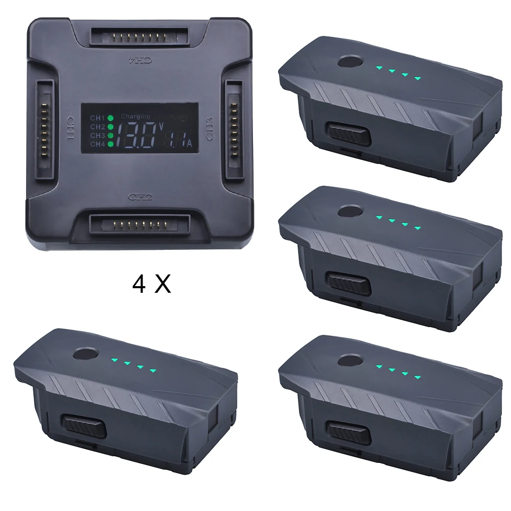 

4Pcs High Power Intelligent Polymer Flight Battery Pack with 4-in-1 Smart Charging Hub for DJI Mavic Pro Drone