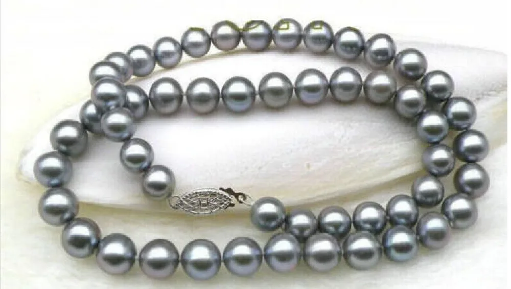 

Jewelr 006460 SOUTH SEA GENUINE GRAY PEARL NECKLACE 14KGP white Gold clasp