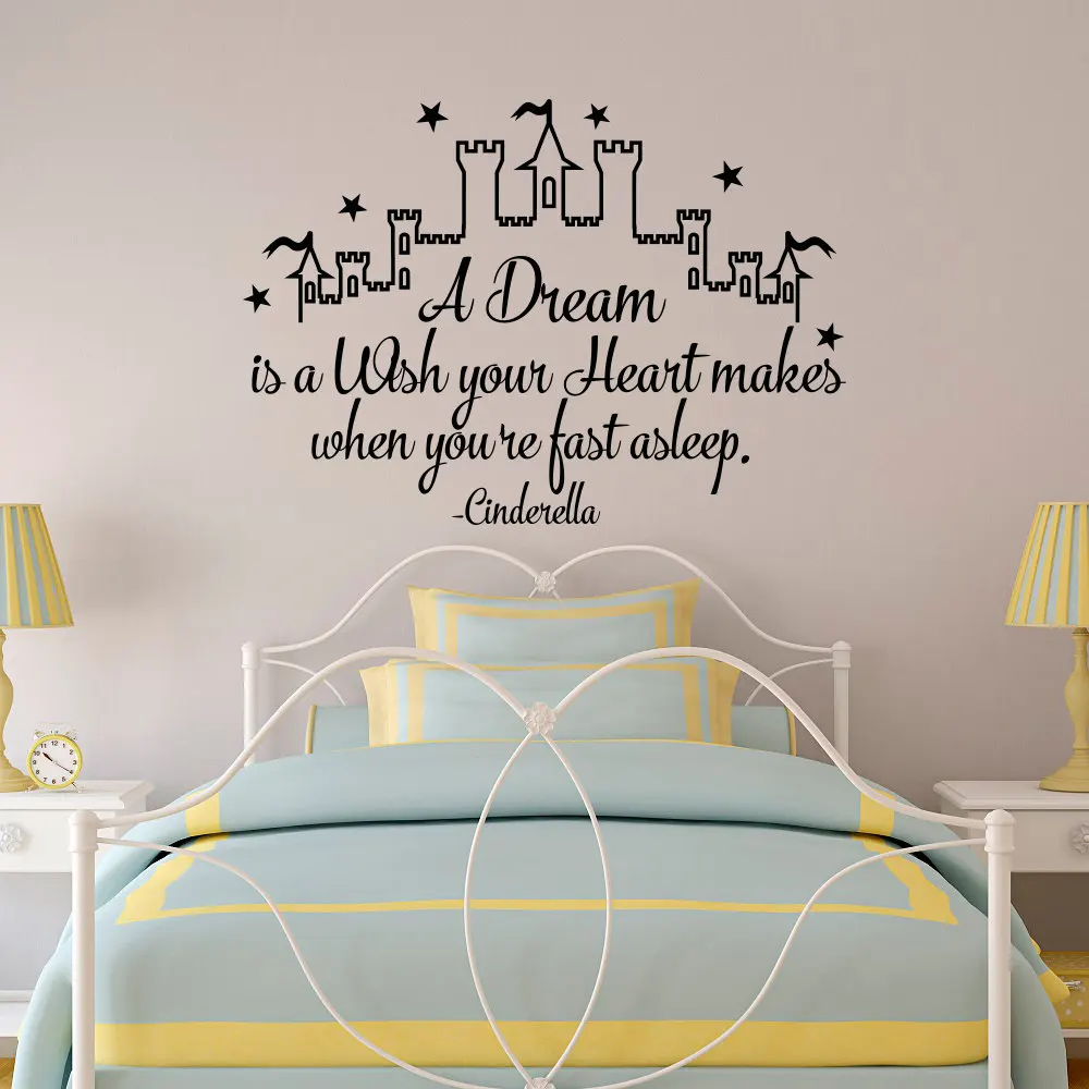 Sticker Mural Vinyle Cendrillon Citation Un Reve Est Un Souhait Votre Coeur Fait Fee Decoration Murale Pepiniere Chambre Design Bricolage Ww 217 Bedroom Design Fairy Wall Decorstickers Quotes Aliexpress