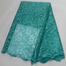 Французская кружевная ткань Aqua green африканская кружевная ткань Высококачественная вышитая кружевная ткань для нигерийских свадебных платьев с камнями
