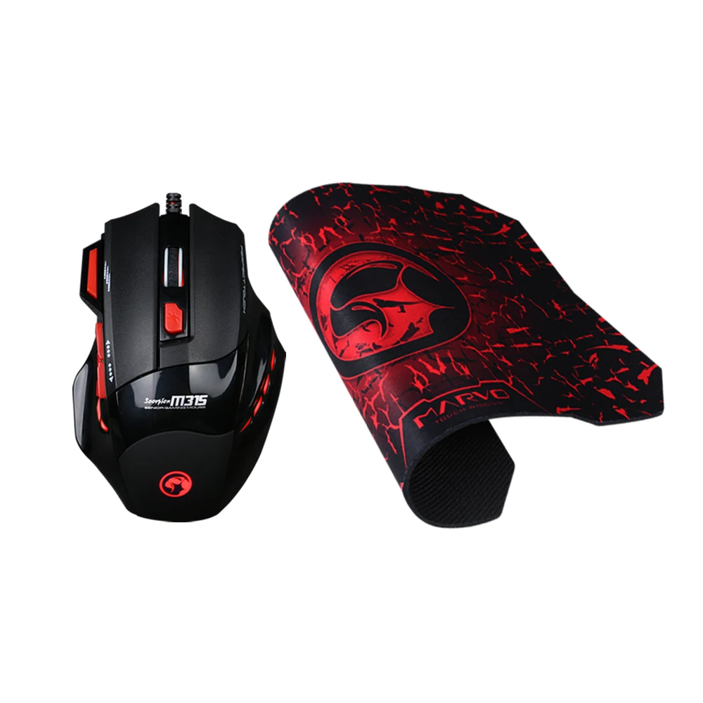 MARVO M315 + G1 игровой Мышь 7 кнопок 3 Цвет светильник проводной Эргономичный USB мыши и