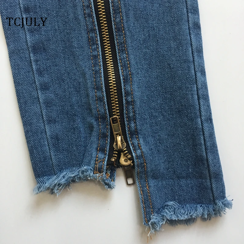 TCJULY, модные джинсы с молнией сзади, неправильный дизайн, тонкие уличные синие джинсы, хлопковые Стрейчевые джинсы, ковбойские штаны для женщин