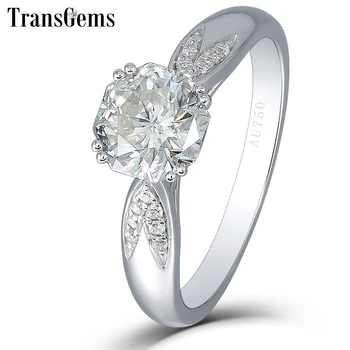 

Transgems 1 Carat 6MM F Color Lab Grown Moissanite Diamond Octagon Cutting 14K White Gold 585 Engagement Ring for Women