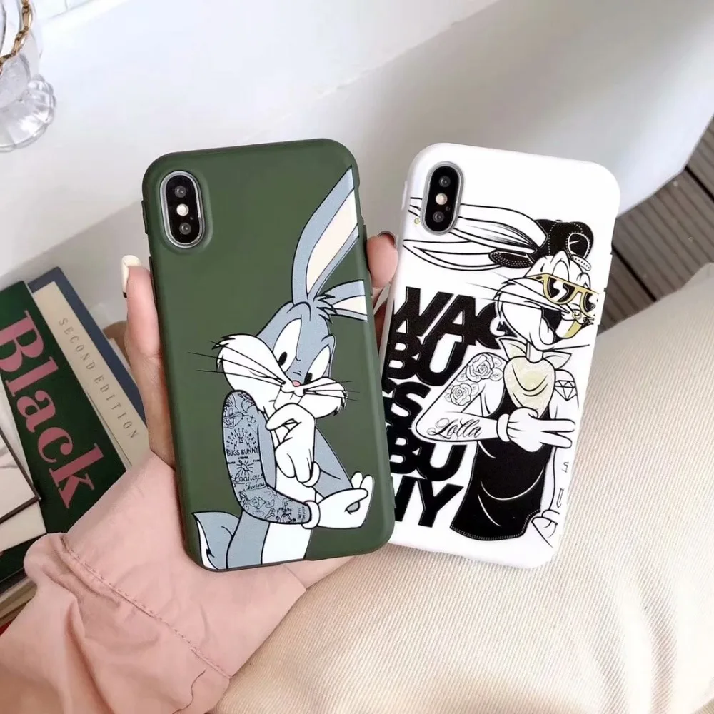

Hazy beauty For iPhone X XS XR XS MAX Case Cute Cartoon Rabbit Pattern Soft Silicone Cases For iphone 6S 6 7 8 plus Back Cover