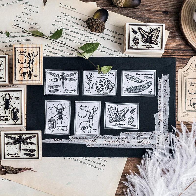 PIKAALAFAN животные насекомые серии коробки деревянный альбом для штампов DIY