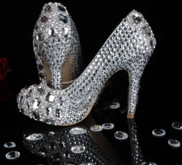 Luxury 11cm high heel Bridal Wedding Dress Shoes Bridesmaid Shoe Diamond Party Prom Shoes Gorgeous Design Jeweled Women's shoes gorgeous full pearls high heel lady s formal jeweled women s beaded bridal evening wedding prom party bridesmaid shoes