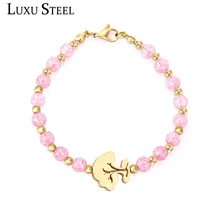 Роскошные стальные браслеты для влюбленных, подарок с кристаллами, браслеты с подвесками в виде дерева, браслеты из нержавеющей стали, Женские Ювелирные изделия, вечерние ювелирные изделия