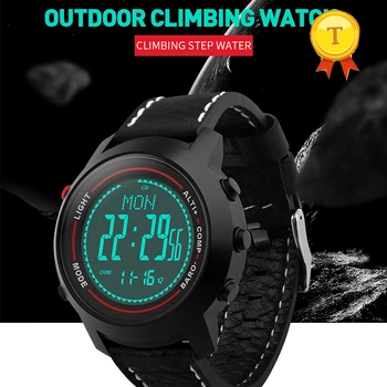 

real 5ATM Leather belt Stainless Steel Dial Sports wristWatch smartwatch support Multi-Function Altimeter Barometer Thermometer