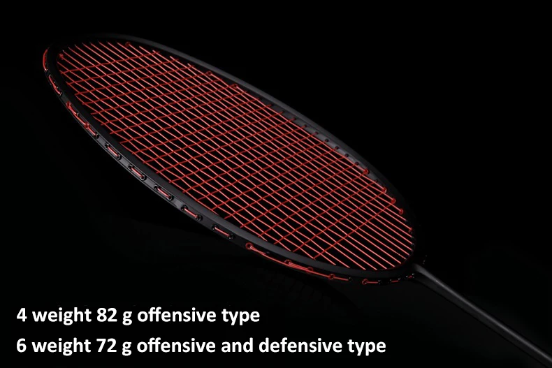 Сверхлегкий 6U 72 г и 4U 82 г нанизанная ракетка для бадминтона Professional Carbon Badminton Racquet 22-30 LBS free Grips and Wristband