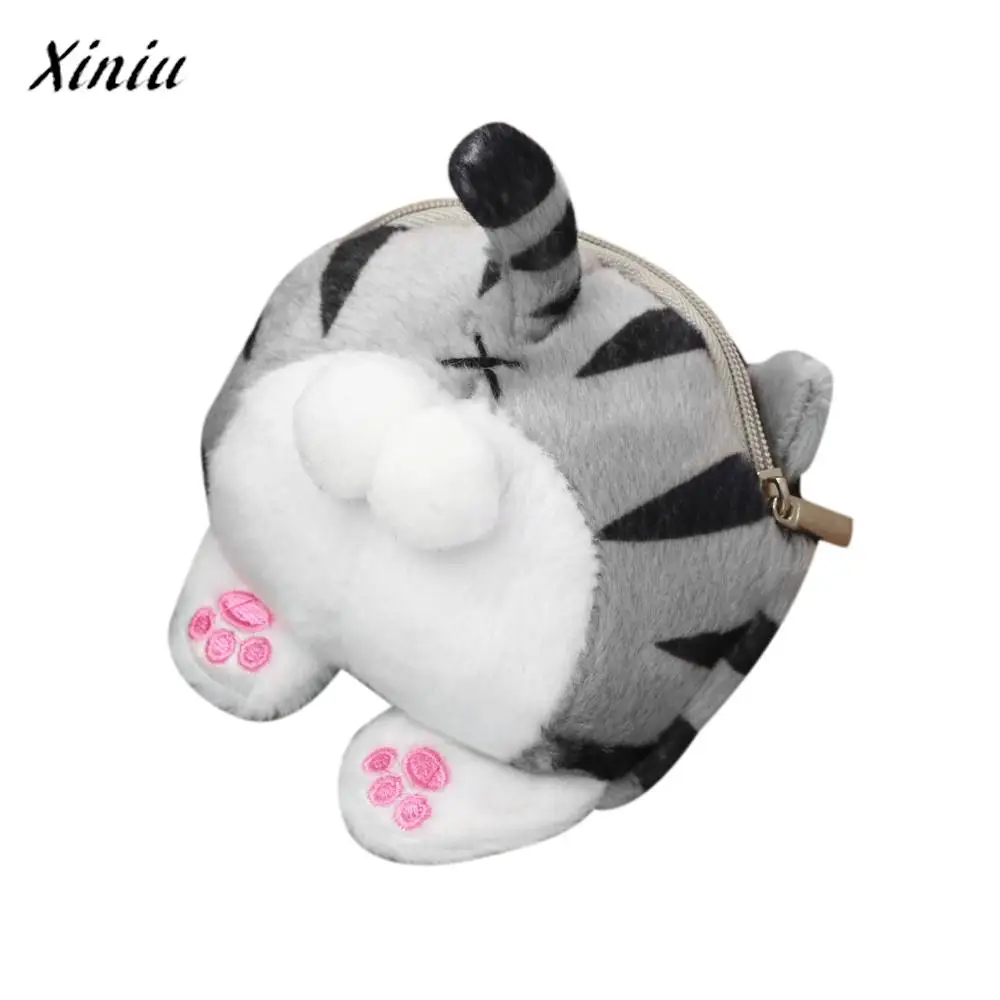 

Xiniu Hot Sale Women Mini Handbags Money Bag Coin Purse Cute Cat Butt Tail Plush Coin Card Holder Change Purse Bag Kids Clutch