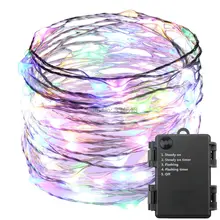 3AA на батарейках 6 м/20 футов 120 светодиодный s водонепроницаемый 5 режимов Серебряный провод светодиодный звездный свет, Крытый открытый рождественские огни