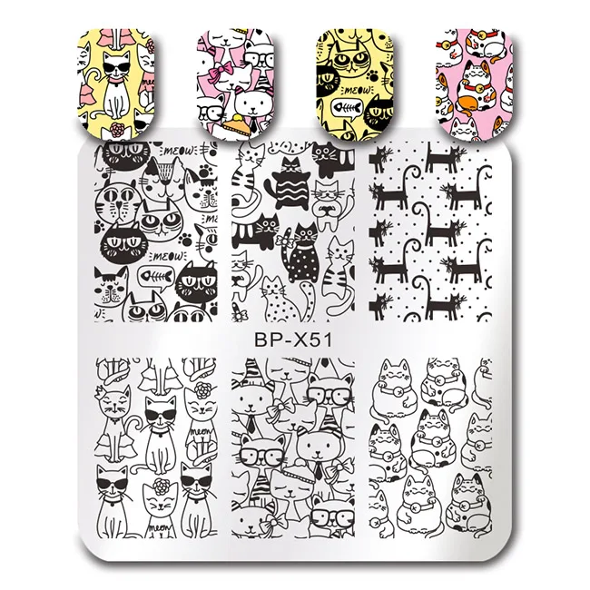BORN PRETTY Cute animals серия ногтей штамповка пластины сова кошка дизайн маникюр ногтей шаблон изображения - Цвет: Pattern 21