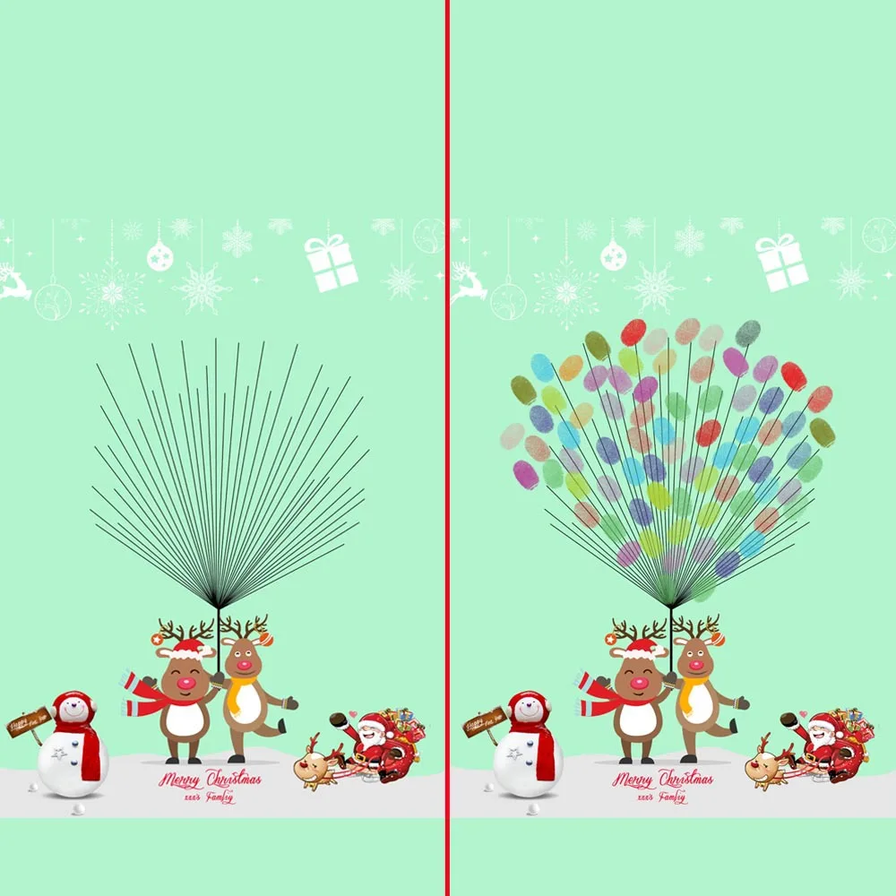 Фестиваль персонализированный Холст Картина с отпечатками пальцев для детского душа Рождество Причастие отпечаток пальца Рождество Гостевая книга сувенир - Цвет: 3