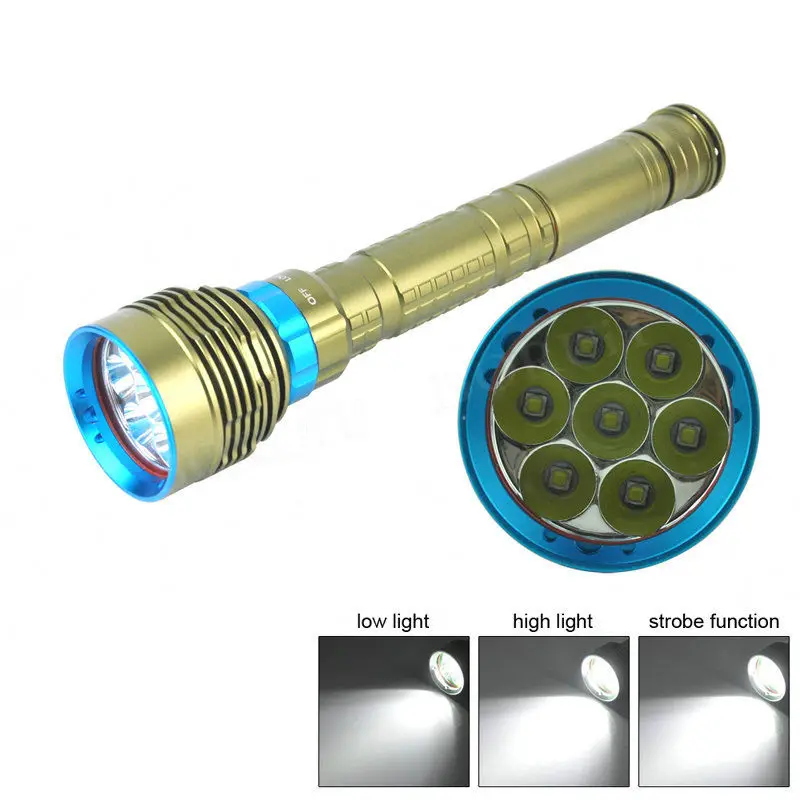 AIMIHUO 7L2 XML-LED dive flashlight strong light and long distance outdoor riding 18650 waterproof multi file diving depth 200m