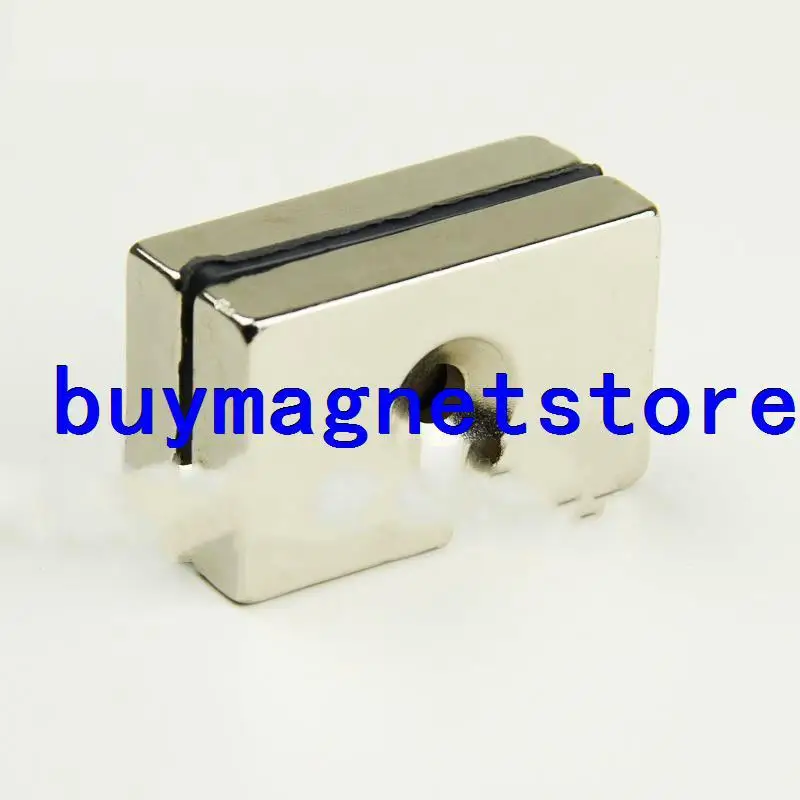 

Neodymium Countersunk Ring Block Strong Magnets 40 mm x 25 mm x 8 mm Hole 5 mm N35