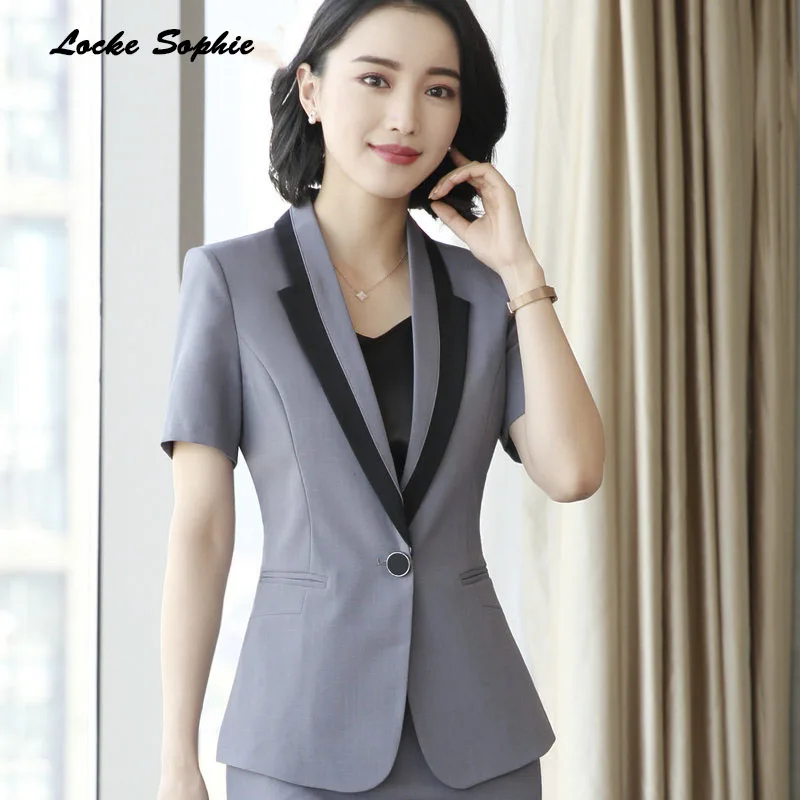 1pcs Women's Plus size Blazers coats 2019 Summer cotton Splicing short sleeves Small Suits jackets ladies Skinny Blazers Suits