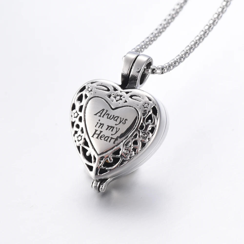 

JJ001 20/50/100 pcs/Lot Stainless Steel Flower Heart Cremation Locket Necklace Hold Gold Tube memorial urn Jewelry For Ashes