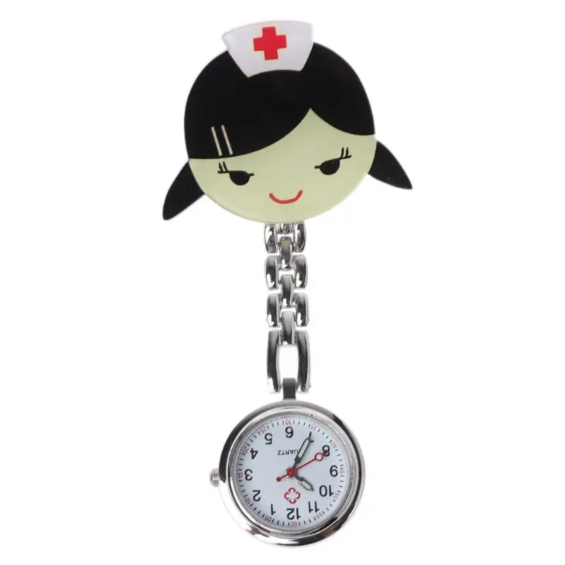 

Watch Cute Cartoon Hospital Medical Chest Watches Pocket Acrylic Vintage Fashion Silver Hang Clip Quartz Pendant Women