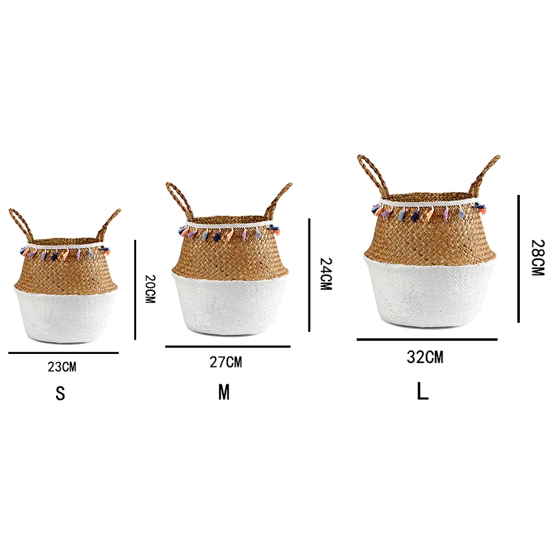3 шт. набор корзин для хранения Складная Прачечная соломенная Лоскутная плетеная ротанговая Seagrass живот сад плетеная корзина-горшок для цветов корзина