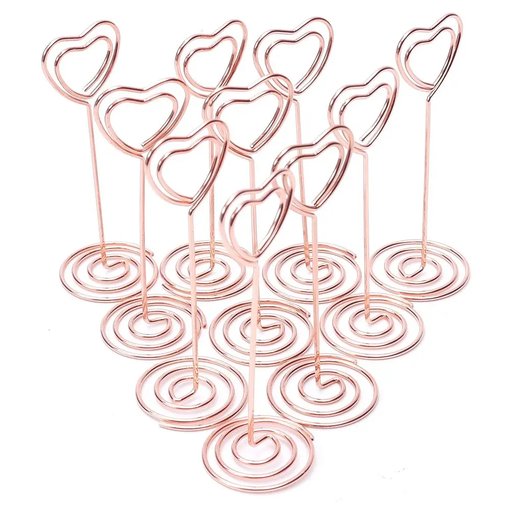 1pc Gold Rose Gold Heart Shaped Love Wedding Party Event Decoration Decor Name Table Card Holder Stand Clip Supply Free Shipping