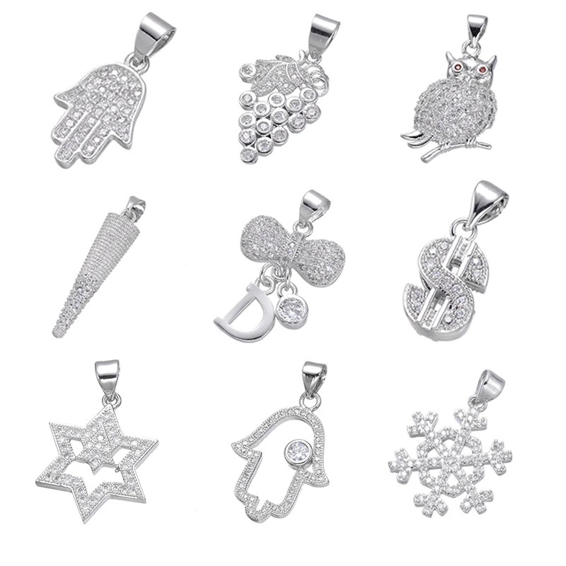 

Juya Handicraft Jewelry Material Hand made Cz Pave Hamsa Charms Pendant For Women Kids Christmas Gift Jewelry Making