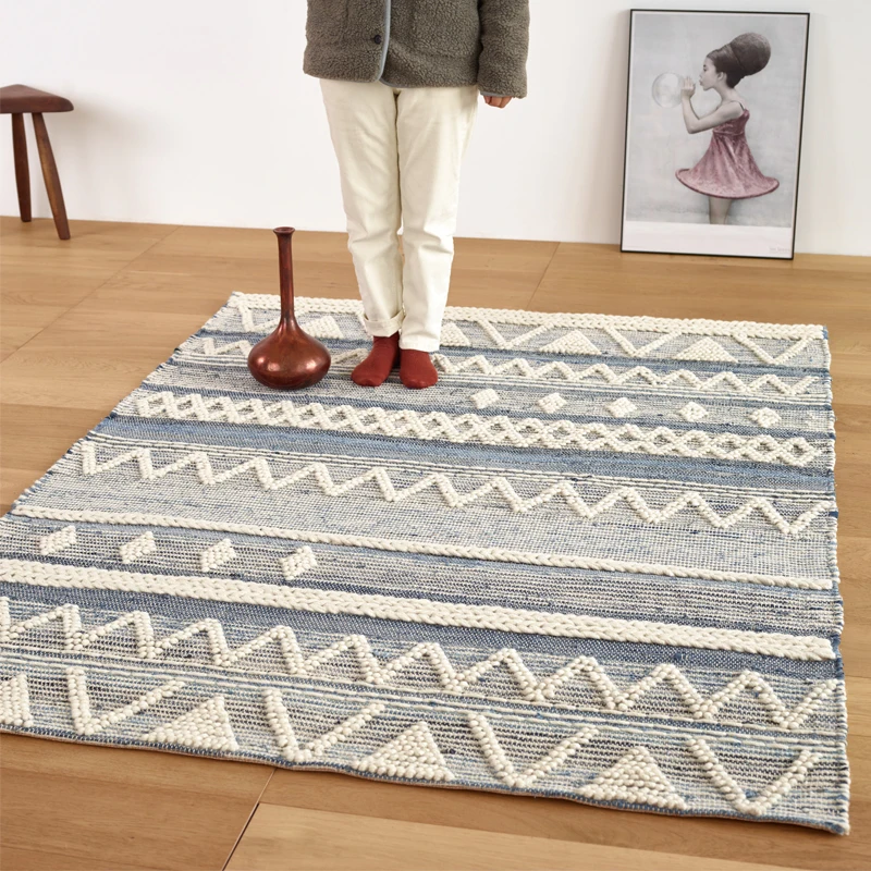 

Handmade 3D Sculptured wool blending carpet , Nordic style thicken living room carpet, bedside carpet home decoration carpet