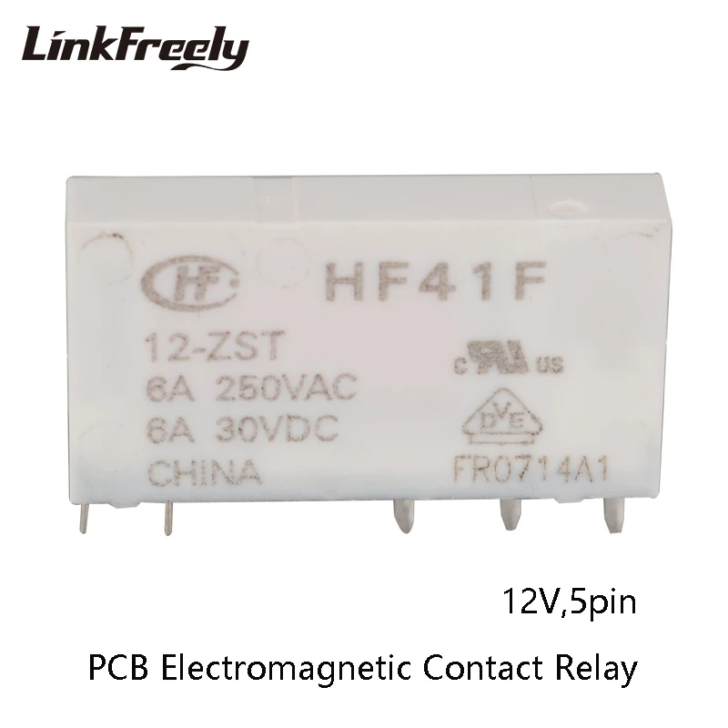 HF41F 12-ZST 5 Pin PCB микро реле напряжения Модуль 12 В DC в 250VAC/30VDC 6A выход, Смарт авто электромагнитное реле банк