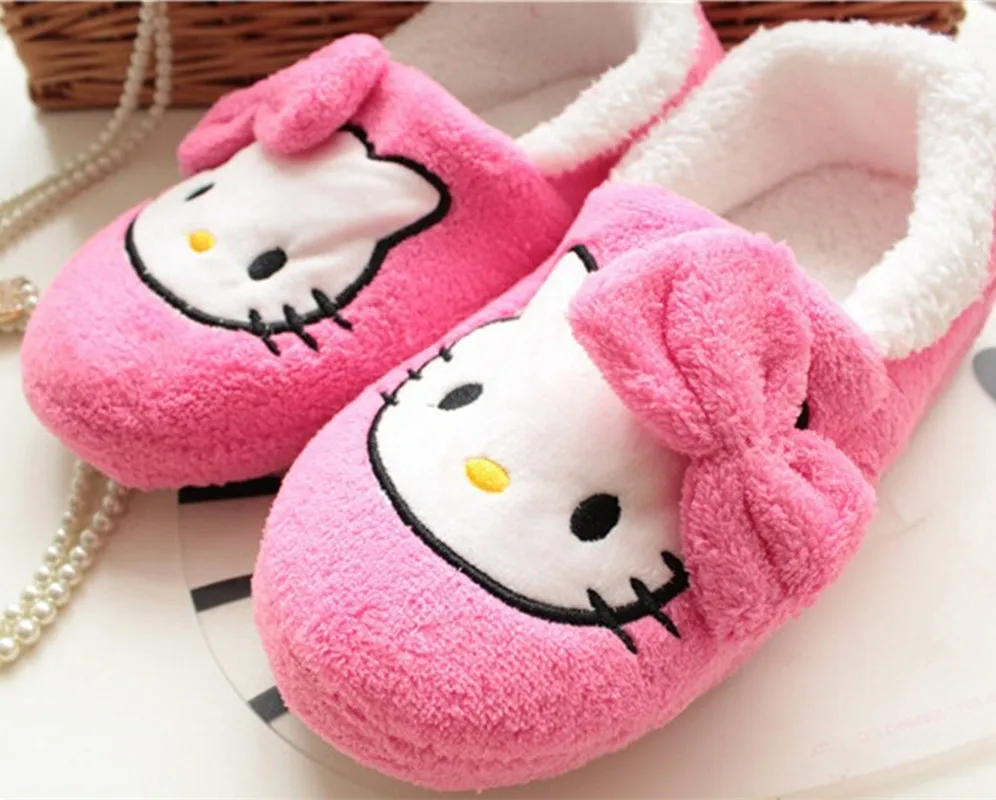 ToLaiToe/милые домашние тапочки с принтом hello kitty для девочек милые бантиком из