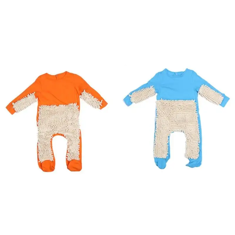

Baby Mop Romper Boy Girl Long Sleeve Floor Cleaning Mop Suit Crawl Jumpsuit