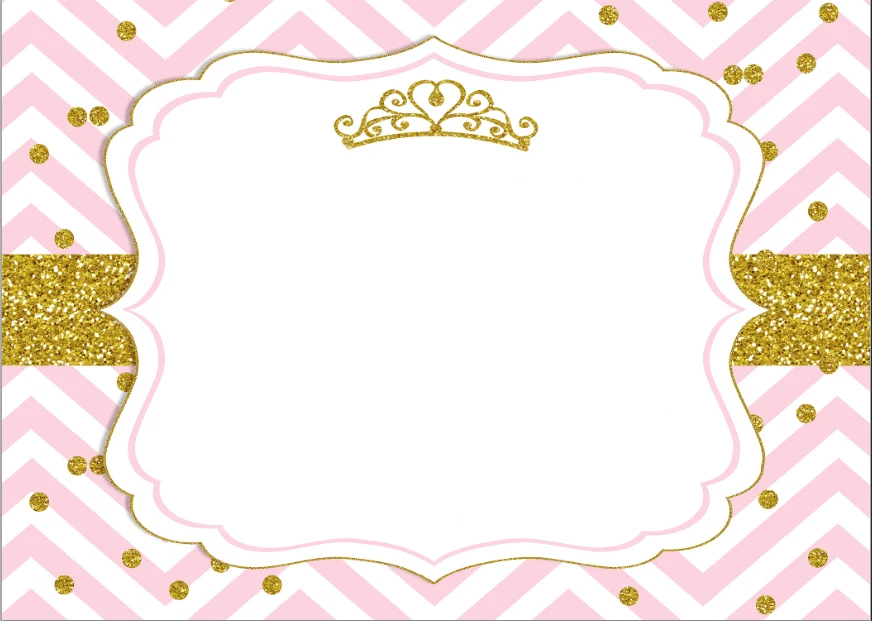 7x5FT Pink Chevron Gold Coins Crown Baby Shower Custom ...