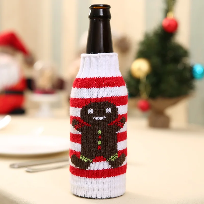 Рождественский набор бутылок для вина конфеты подарочные пакеты пивная Крышка одежда Кухонные украшения на год Рождество ужин вечеринка - Цвет: Gingerbread Man