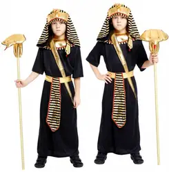 Мальчиков Египетский древнего египетского фараона Хэллоуина Пурим костюм для детей ролевые вечерние Косплэй аниме Костюмы комплект