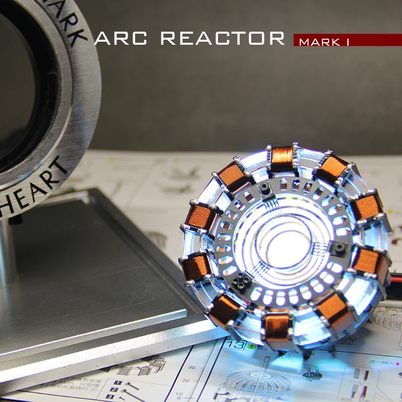 Avengers 1:1 Scale Iron Man Arc Reactor Core Tony Stark Heart Model With Led Light  Figure Gift DIY Need To Assemble MK1 Reactor