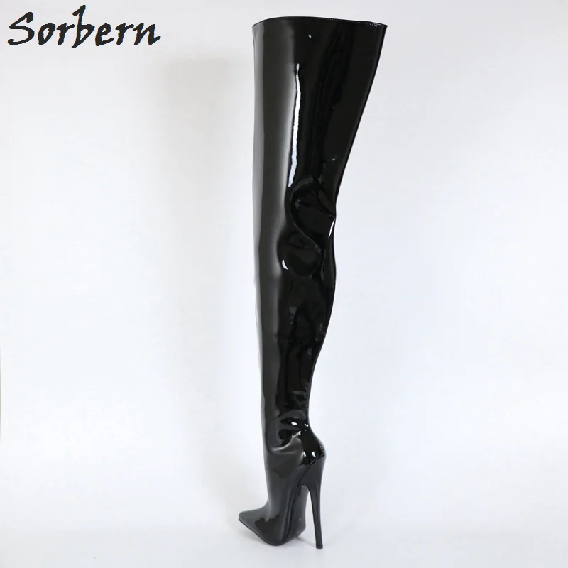 Sorbern/женские Сапоги выше колена; женские сапоги до середины бедра; расклешённые онлайн-магазины на заказ; каблук 18 см; острый носок