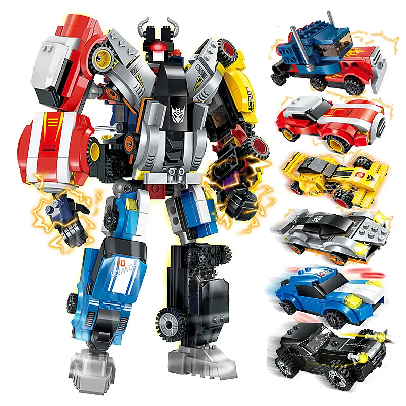 1409 NEW 518PCS 6 In 1 Action Mecha Transformation Robot Building Blocks Compatible with Legoed Supercar Creative DIY Toy Bricks 1409 NEW 518PCS 6 In 1 Action Mecha Transformation Robot Building Blocks Compatible with Legoed Supercar Creative DIY Toy Bricks
