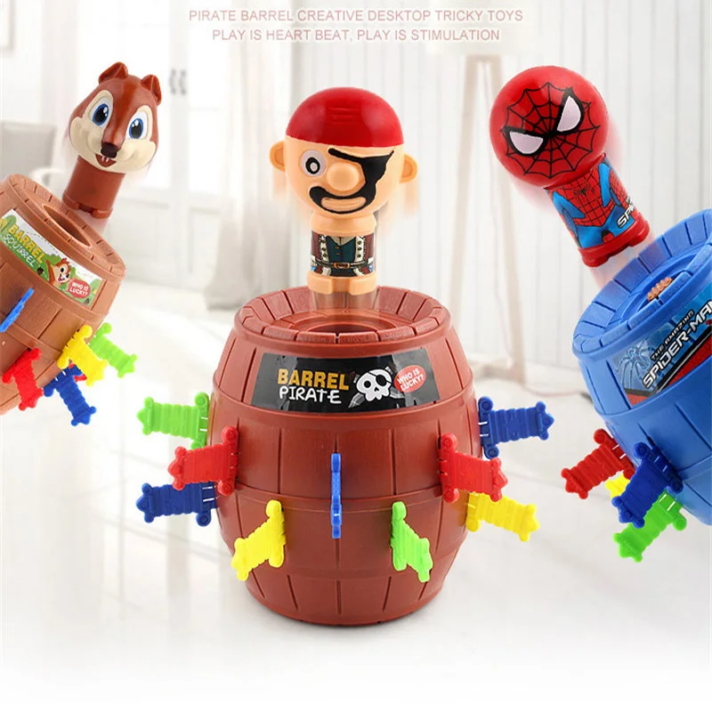 Nouveaux enfants drôle Gadget Super héros Spider-man Pirate baril jeu jouets pour enfants chanceux coup de couteau Pop Up jouet