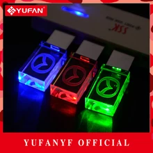 YUFANYF 2017 pendrive 3 colors Red / blue / green LED Mazda car LOGO USB falsh drive 4GB 8GB 16GB 32GB U Disk crystal gift