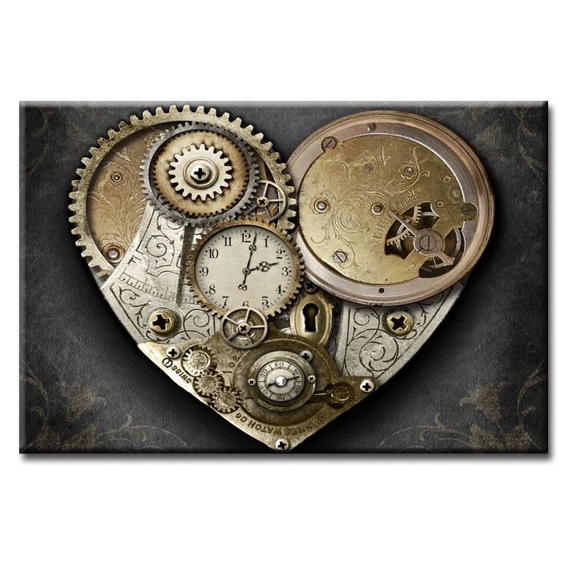 

Framed Gear clock series poster Wall Art Oil Painting On Canvas Printed Painting Pictures Decor painting large living room
