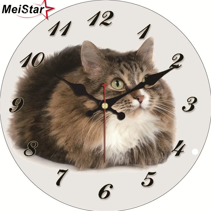 

MEISTAR Cute Cat Wall Clock Silent Living Study Corridor Room Decoration Home Decor Wall Watches Vintage Large Wall Clock 4 Size