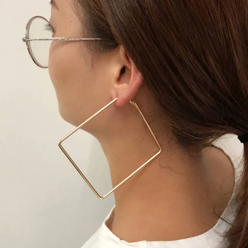 

Fashion 3Pairs/Lot Punk Hollow Square Stud Earrings Sets For Women Gold Color Personality Geometry Alloy 3 Size Earrings Sets