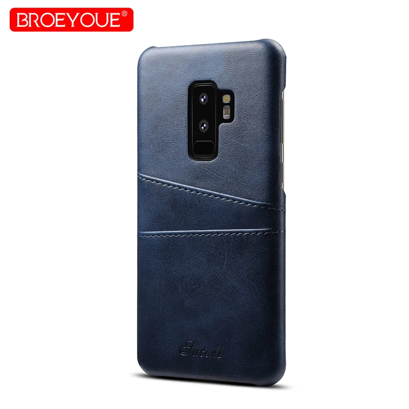 

Blue Leather Case For Samsung Galaxy S9 S8 Plus Note 9 8 Luxury Cow Real Leather Luxury Back Phone Cover For Samsung S9 Plus