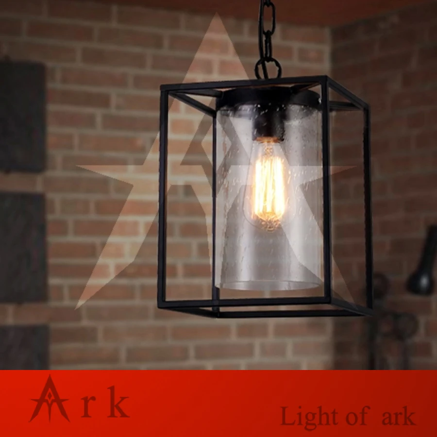 ARK LIGHT Винтажный Крытый открытый подвесной светильник американский черный железный прозрачный стеклянный кулон свет стеклянная лампа лампы