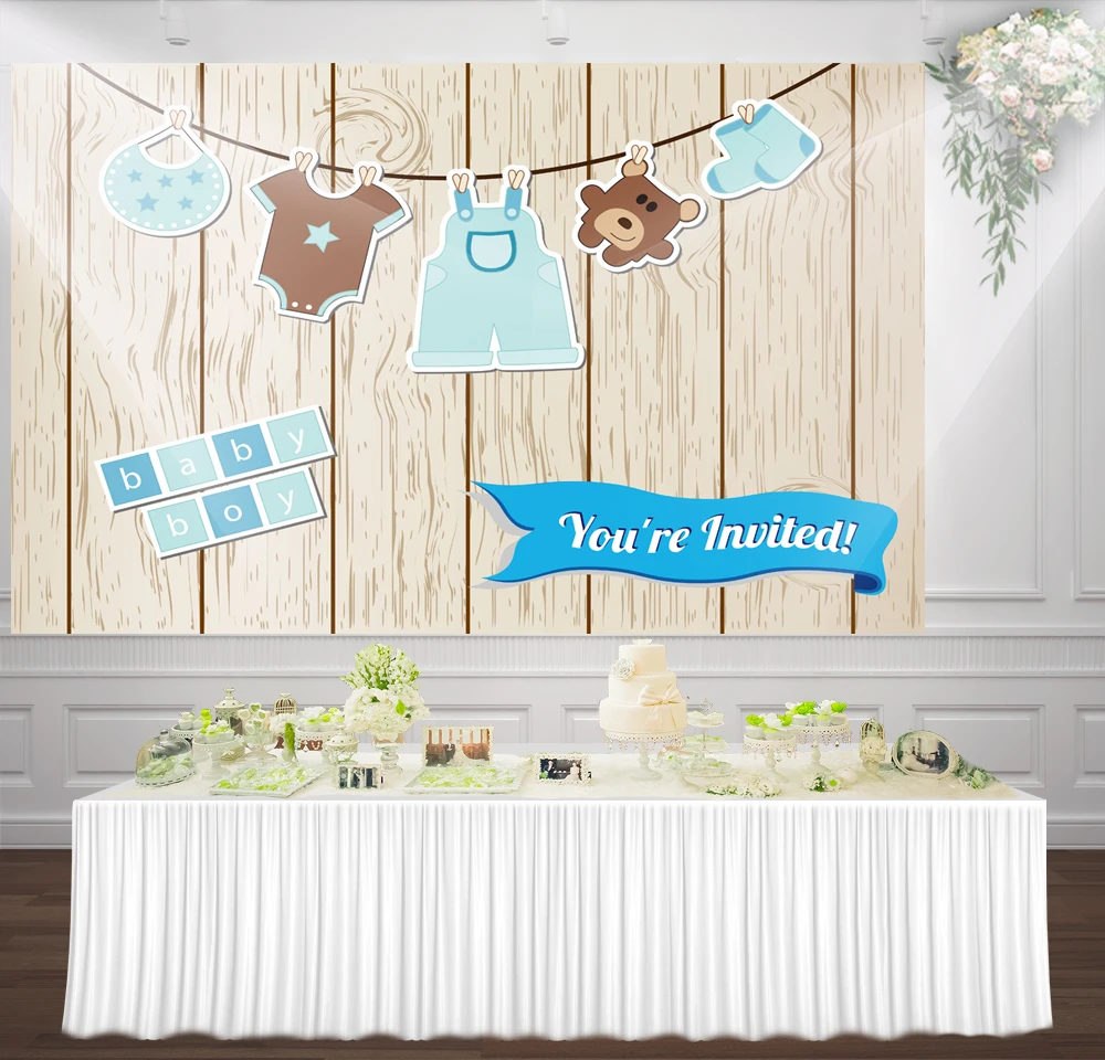 Huayi Lantai Kayu Bayi Ulang Tahun Banner Anda Diundang Baby Shower Poster Fotografi Foto Latar Belakang Latar Belakang Mz 1072 Background Aliexpress