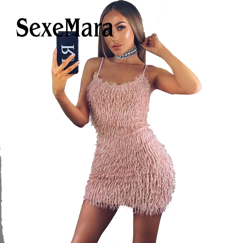 Женское платье Лето 2018 розовый Круглая Горловина майки vestido с кисточками Без