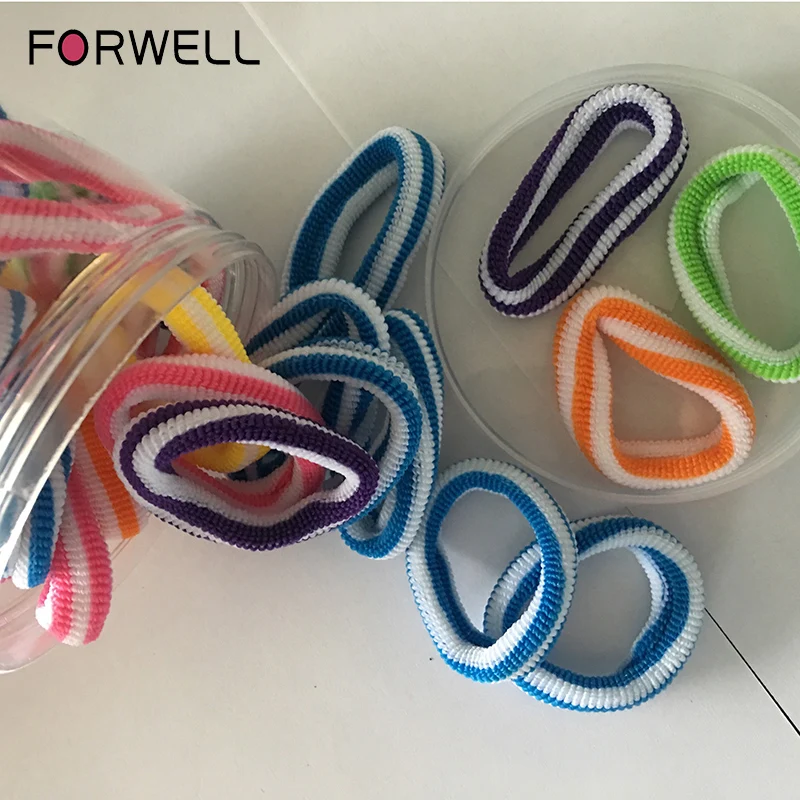 

FORWELL New Girls Hair Accessories Striped Elastic Hair Bands Rope Hair Ring Tie Gum Spiral Rubber Band Hairband