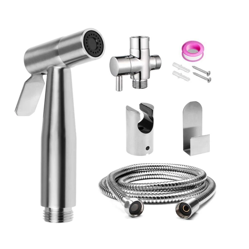 

Honsene Handheld Bidet Sprayer for Toilet, Bidet Premium Quality Complete Set in 57.8" Hose, T-Valve, Tank/Wall Mount