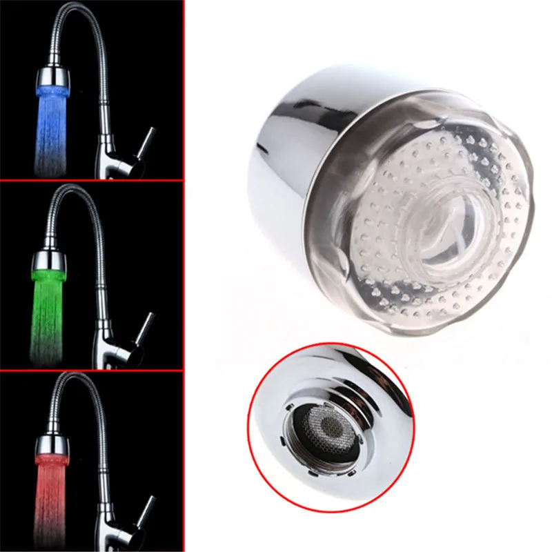 

New Arrival Three Color Temperature Control LED Faucet Light Kitchen Water Glow Shower Temperature Sensor Dropshipping
