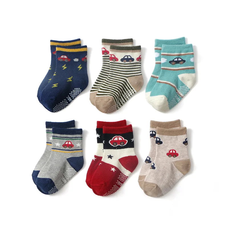 12 пар/лот, Новые Носки с рисунком для малышей Детские носки нескользящие носки для детей 1-3 лет
