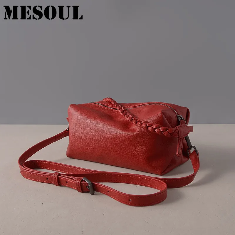 

Summer Soft Cow Leather Bag Fashion Small Totes Brand Women Handbag Red 100% Genuine Leather Shoulder Bag Ladies Messenger Bags